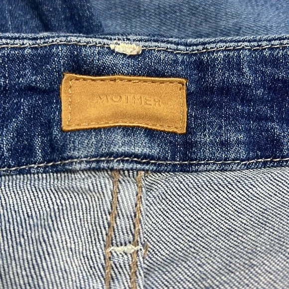 MOTHER High Waisted Double Looker Ankle Fray Embroidery Jeans Fruit Cart… - Picture 5 of 16